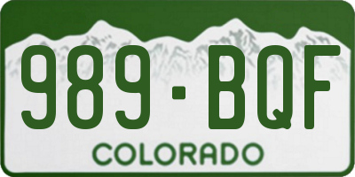 CO license plate 989BQF