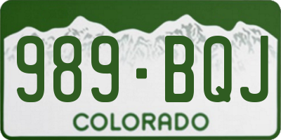 CO license plate 989BQJ