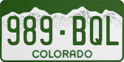 CO license plate 989BQL