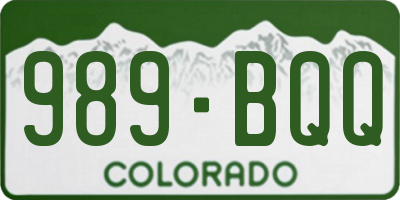 CO license plate 989BQQ
