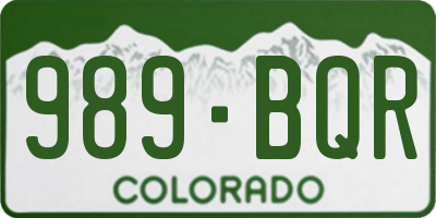 CO license plate 989BQR