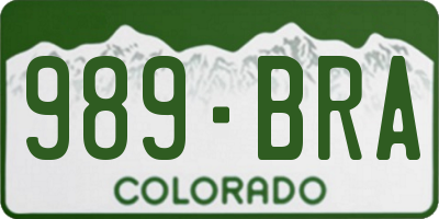 CO license plate 989BRA