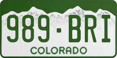 CO license plate 989BRI