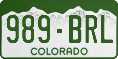 CO license plate 989BRL