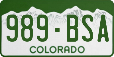CO license plate 989BSA