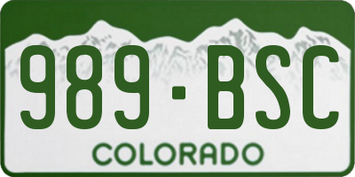 CO license plate 989BSC