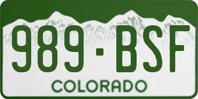 CO license plate 989BSF