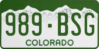 CO license plate 989BSG