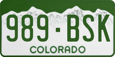 CO license plate 989BSK