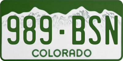 CO license plate 989BSN