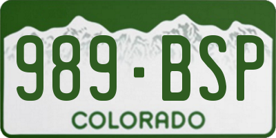 CO license plate 989BSP