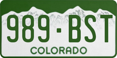 CO license plate 989BST