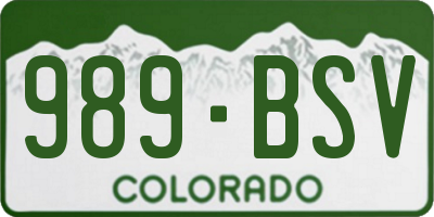CO license plate 989BSV