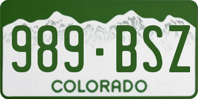 CO license plate 989BSZ