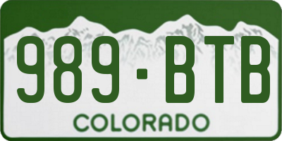 CO license plate 989BTB