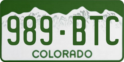 CO license plate 989BTC
