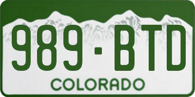 CO license plate 989BTD