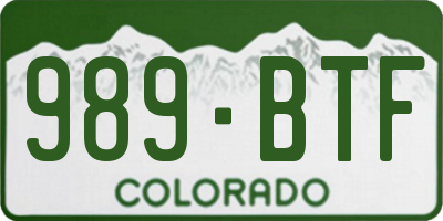 CO license plate 989BTF