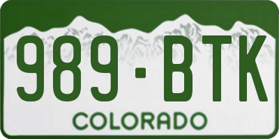 CO license plate 989BTK