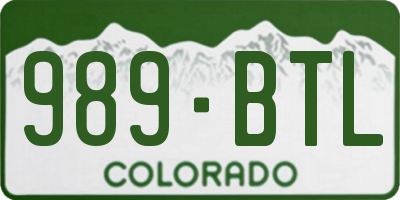 CO license plate 989BTL