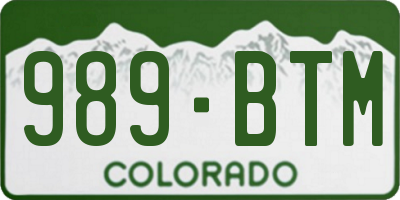 CO license plate 989BTM