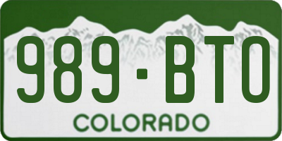 CO license plate 989BTO
