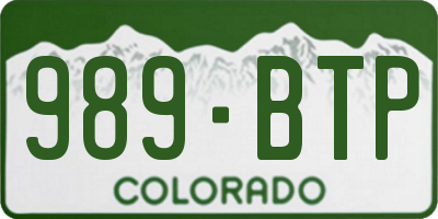 CO license plate 989BTP