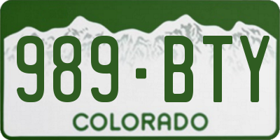 CO license plate 989BTY