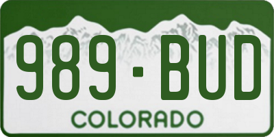 CO license plate 989BUD