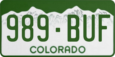 CO license plate 989BUF