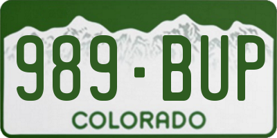 CO license plate 989BUP