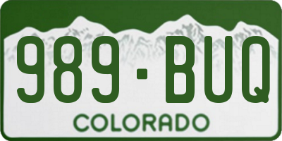 CO license plate 989BUQ