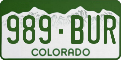 CO license plate 989BUR
