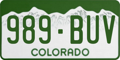 CO license plate 989BUV