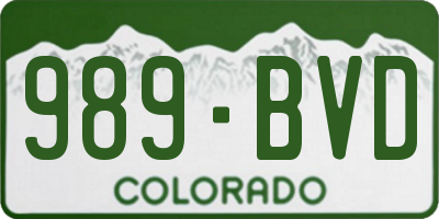 CO license plate 989BVD