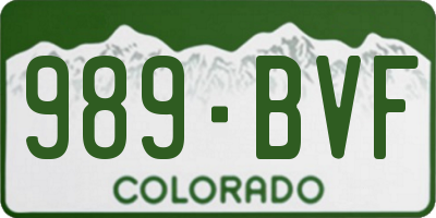 CO license plate 989BVF