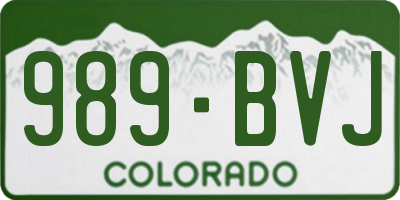 CO license plate 989BVJ