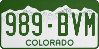 CO license plate 989BVM
