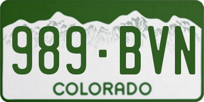 CO license plate 989BVN