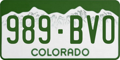 CO license plate 989BVO