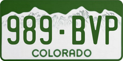 CO license plate 989BVP