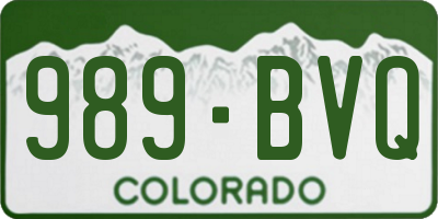 CO license plate 989BVQ