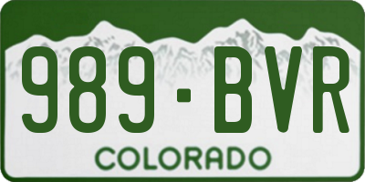 CO license plate 989BVR