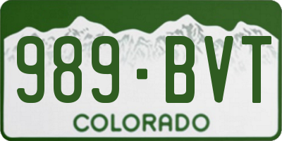 CO license plate 989BVT