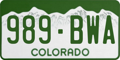 CO license plate 989BWA