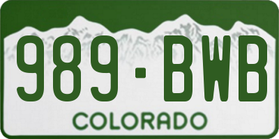 CO license plate 989BWB