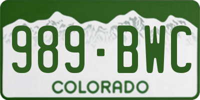 CO license plate 989BWC