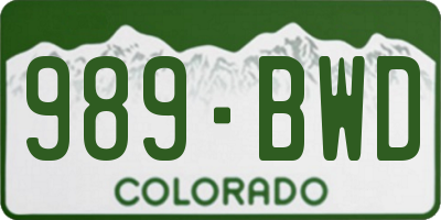 CO license plate 989BWD