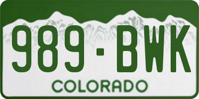 CO license plate 989BWK