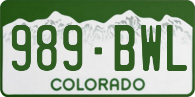 CO license plate 989BWL